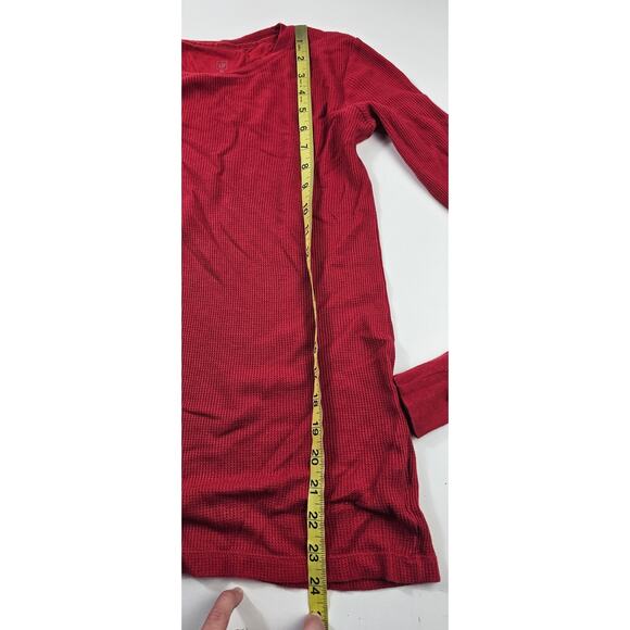 NWOT GAP red holiday waffle knit thermal bright red Christmas warm lounge XS - Picture 7 of 8
